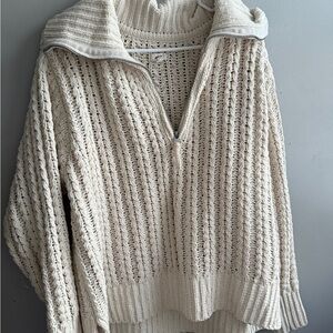Aerie Cream Cowl Neck Sweater